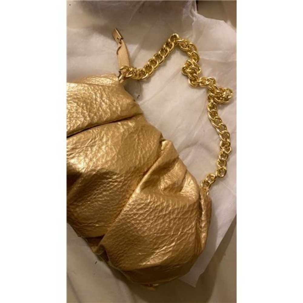 Women's Gold Purse Pouch Leather Minimalist Chain Handbag Clutch Evening Bags